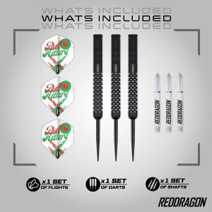 Set 3 Sageti Steel Darts Red Dragon Bullhitter, 90% tungsten, 23 g - Img 3