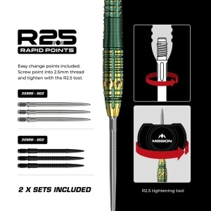 Set 3 Sageti Darts Mission Devon Petersen R2.5, 95% tungsten - Img 4