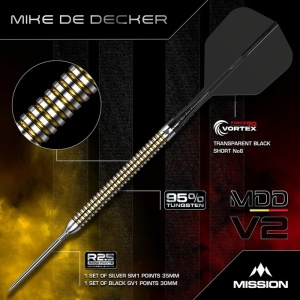 Set 3 Sageti Darts Mission Mike de Decker V2 Rapid Point 95% - Steel Tip - Img 2