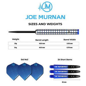 Set 3 Sageti steel darts Mission Joe Murnan - Electro Blue - Img 3