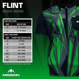 Tricou Darts Mission Flint - Fără guler - Ușor - Negru și verde - Img 5