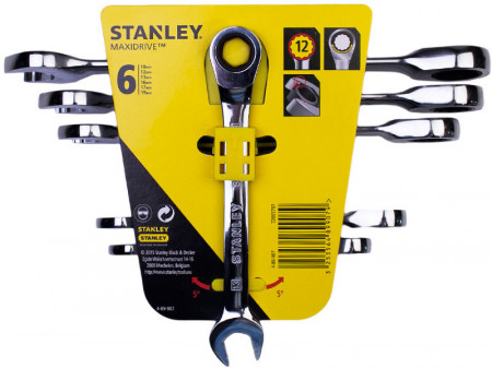 Stanley 4-89-907 Set de 6 chei combinate cu clichet 10, 12, 13, 16, 17, 19 mm