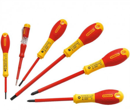 Stanley 0-65-443 Set 6 surubelnite FATMAX izolate VDE, drepte, PZ, tester de tensiune