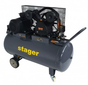 Compresor aer, 200L, 8bar, 600L/min, trifazat, angrenare curea Stager HMV0.6/200 - Img 1