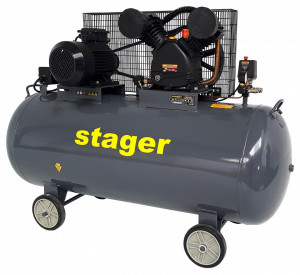 Compresor aer, 370L, 8bar, 600L/min, trifazat, angrenare curea Stager HMV0.6/370 - Img 1