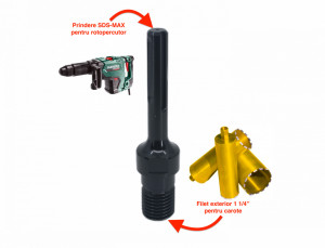 Adaptor carote 1 1/4" pentru utilizare la masini cu prindere SDS-MAX - DXDY.114ADA.SDSMAX - Img 2