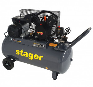 Compresor aer, 100L, 8bar, 324L/min, monofazat, angrenare curea Stager HMV0.25/100 - Img 1