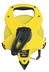 Ruleta deschisa powerwinder cu banda din fibra de sticla Stanley 60m x 12,7 mm