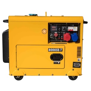 Generator Diesel Trifazat insonorizat KOMPAK 8000SE-T FULL POWER – 400/230V, 7.9 kVA Max, AVR, Pornire Electrica