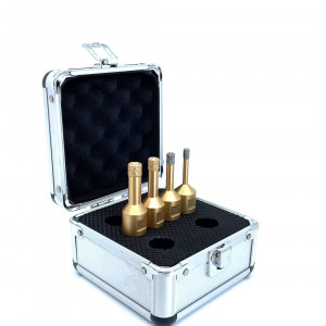 Set carote diamantate pt. gresie portelanata & piatra - diam. 6, 8, 10, 12 mm PREMIUM - DXDY.GOLDrill.MiniSet - Img 3