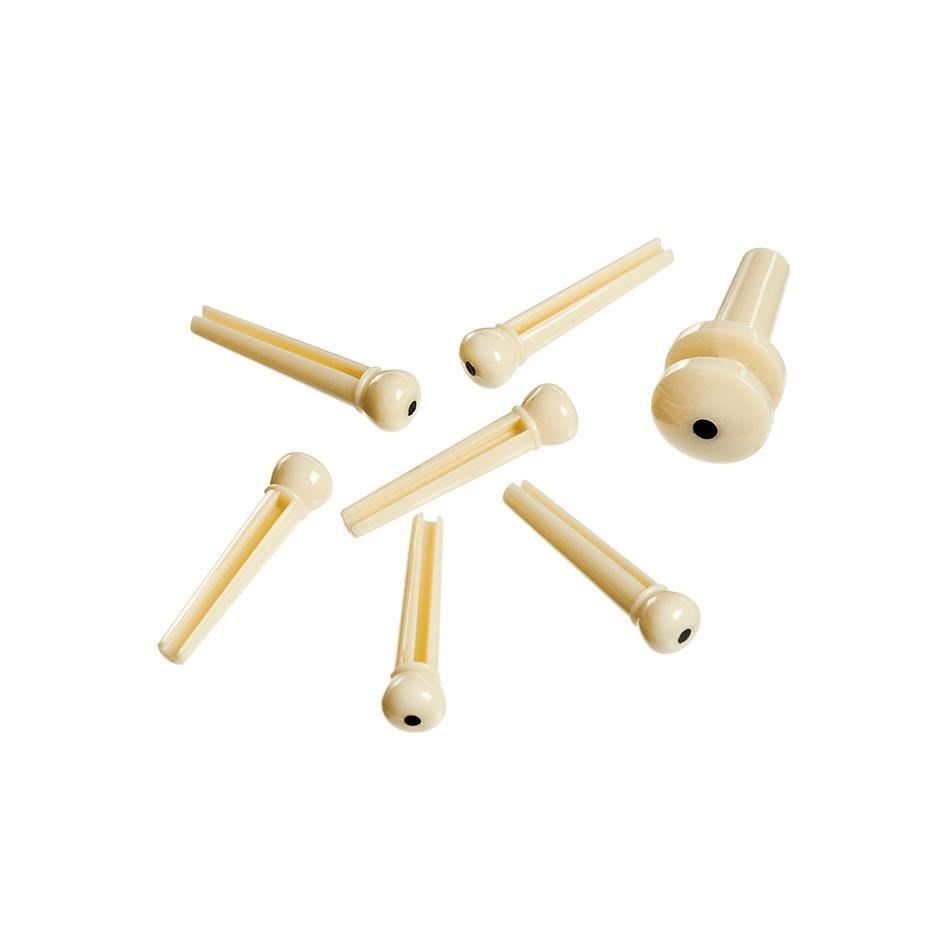 D’Addario PWPS12 – Set de Pini de Pod și Pin de Curea pentru Chitară Acustică, Fildes cu Punct Negru