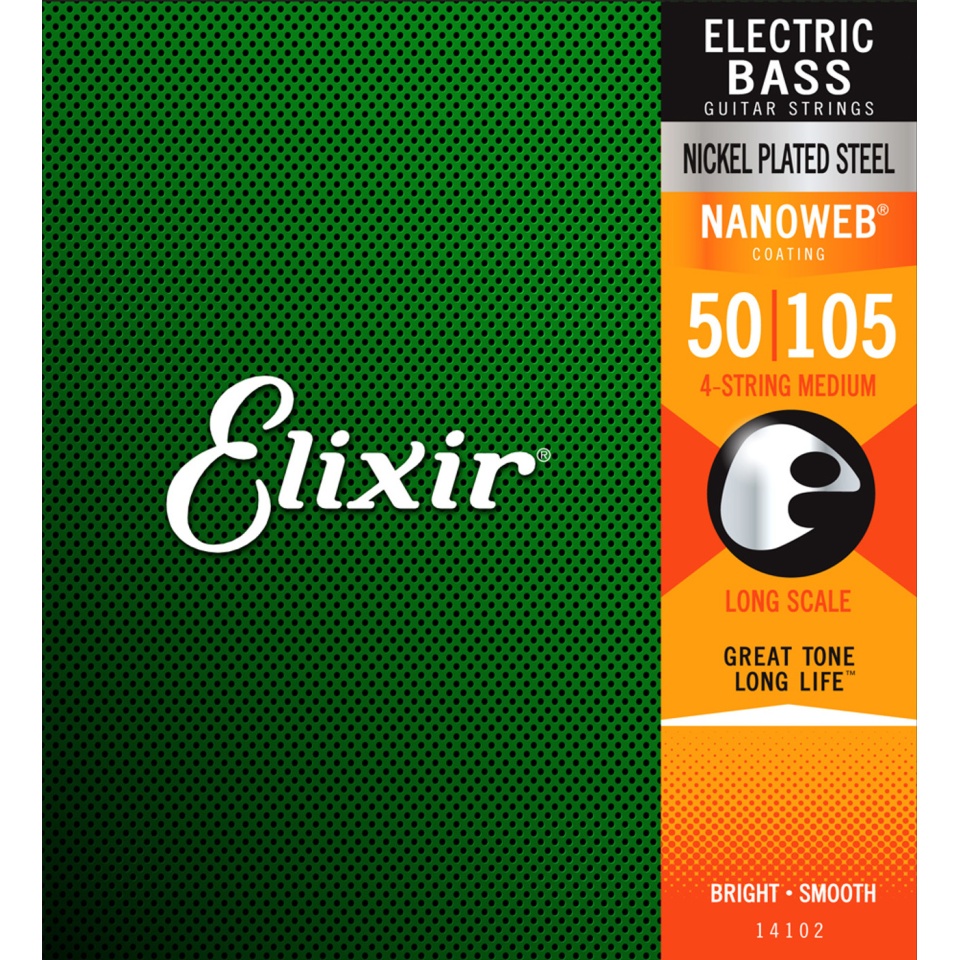 Elixir Nanoweb Bass Nickel Plated Steel 4‑String Medium 14102