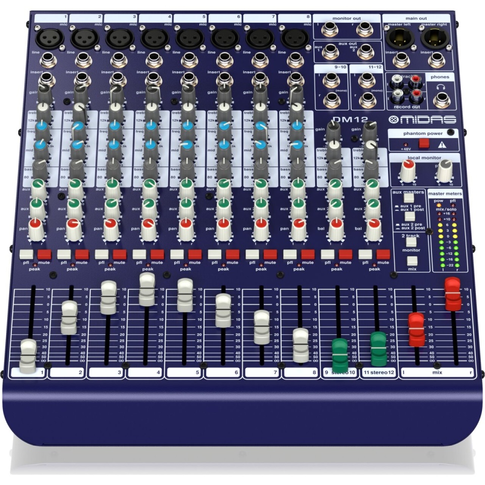 Midas DM12 – Mixer Analogic cu 12 Intrări pentru Aplicații Live și de Studio