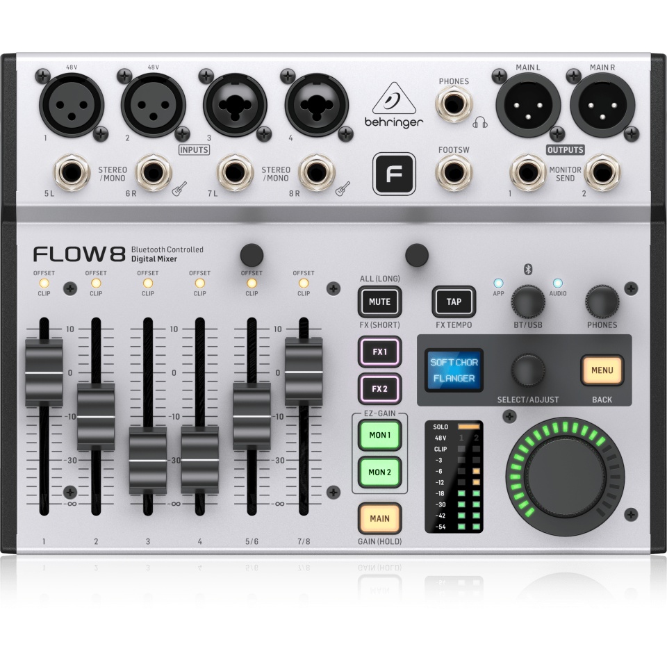 Behringer Flow 8 – Mixer Digital cu Bluetooth, USB și Control Wireless (8 Canale)