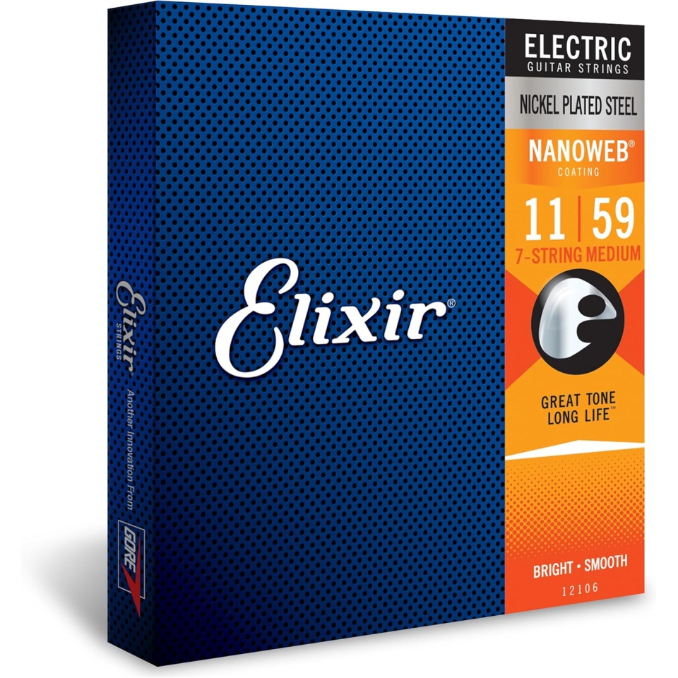 Elixir Nanoweb Electric Nickel Plated Steel 7‑String Medium 12106