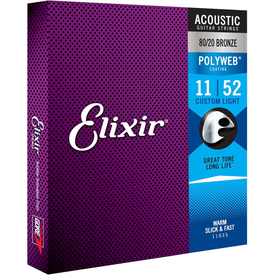 Elixir Polyweb Acoustic 80/20 Bronze Custom Light 11025