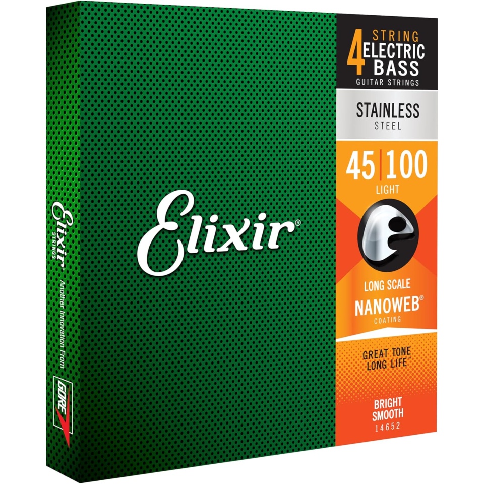 Elixir Nanoweb Bass Stainless Steel 4‑String Light 14652