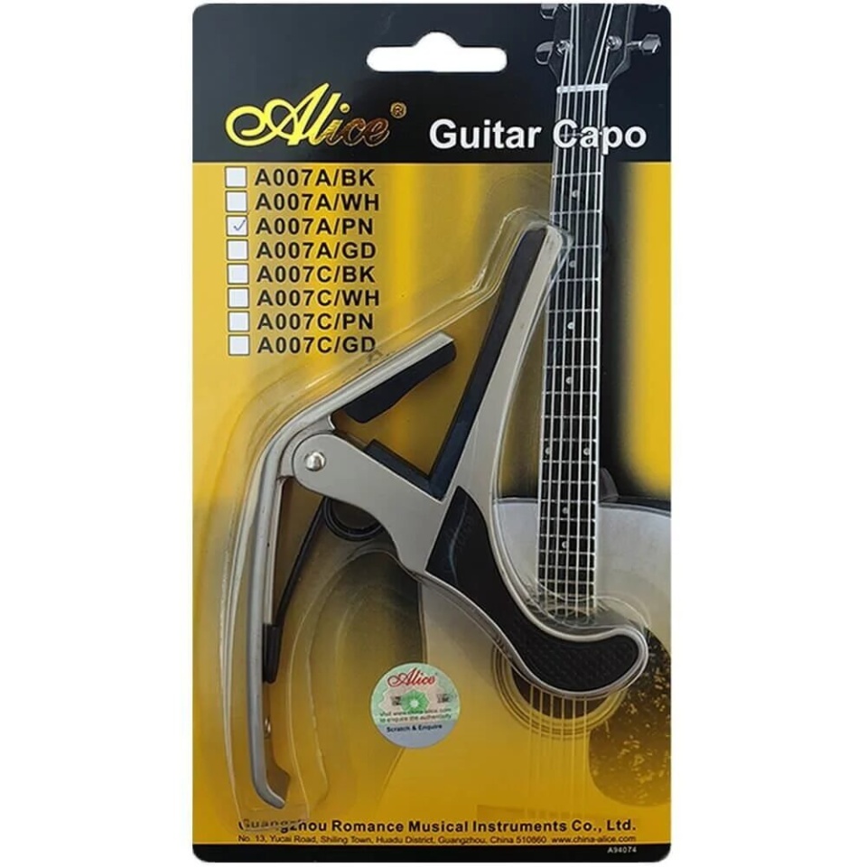 Alice A007A/PN – Capodastru Profesional pentru Chitară Acustică și Electrică, Pearl Nickel