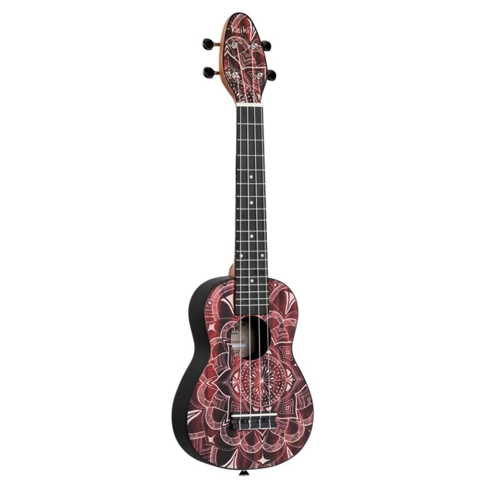 Set Ukulele Soprano Keiki K2SS-RKC– Super Scale cu Design Red Kaleidoscope
