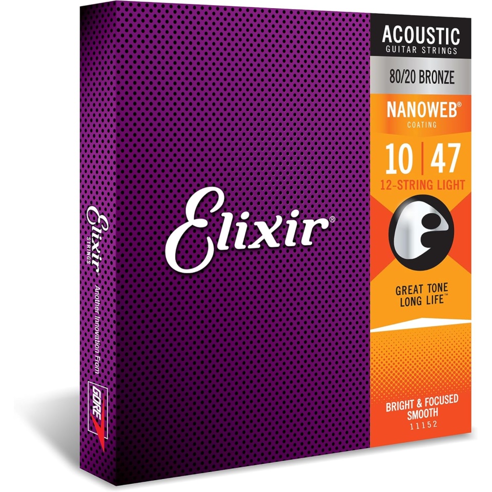 Elixir Nanoweb Acoustic 80/20 Bronze 12‑String Light 11152