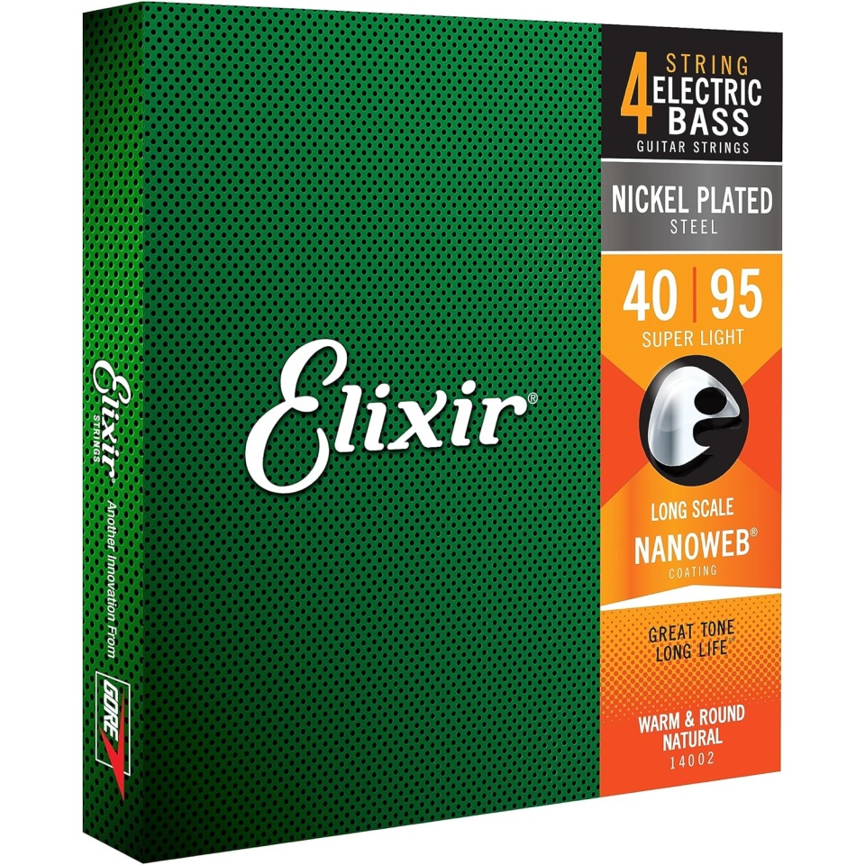 Elixir Nanoweb Bass Nickel Plated Steel 4‑String Super Light 14002