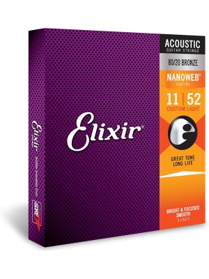 Elixir Nanoweb Acoustic 80/20 Bronze Custom Light 11027 - Img1