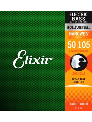Elixir Nanoweb Bass Nickel Plated Steel 4‑String Medium 14102