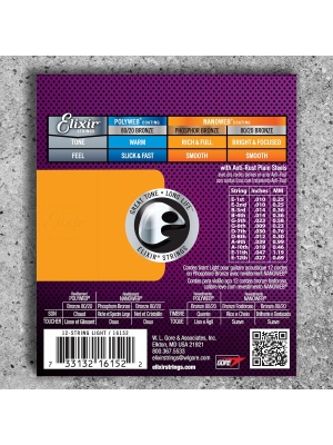 Elixir Nanoweb Acoustic Phosphor Bronze 12‑String Light 16152 - Img2