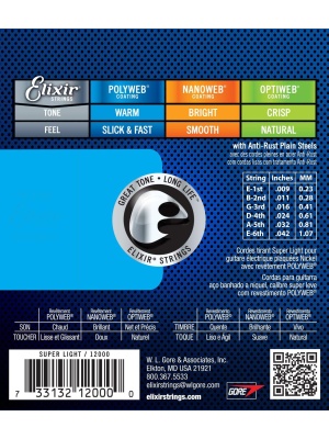 Elixir Polyweb Electric Nickel Plated Steel Super Light 12000 - Img2