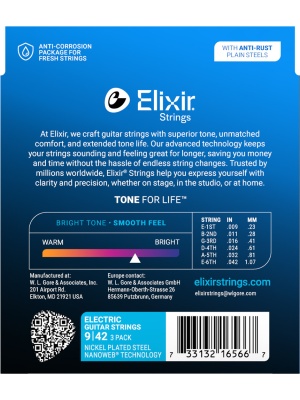 Set Elixir Nanoweb Electric Nickel Plated Steel Super Light 16566 (3-Pack) - Img2