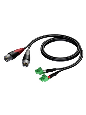 AUDAC CLA834/1 2x XLR male - 2x terminal block 3P 3.81 mm, 1 m