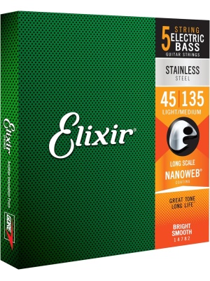 Elixir Nanoweb Bass Stainless Steel 5‑String Light/Medium 14782 - Img1