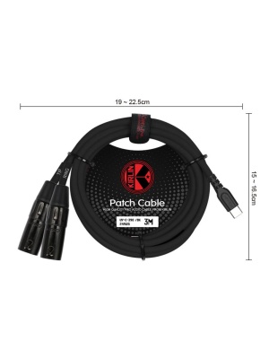 Kirlin UY-C-390-06 Cablu Y USB-C la 2x XLR, 1,8 m, negru - Img4