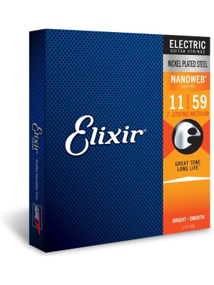 Elixir Nanoweb Electric Nickel Plated Steel 7‑String Medium 12106 - Img1
