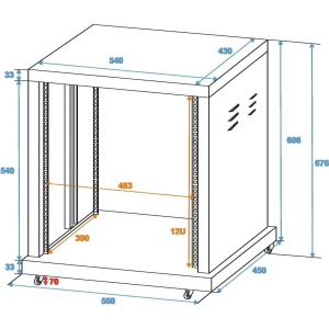 Roadinger Steel rack SR-19, 12U - Img2