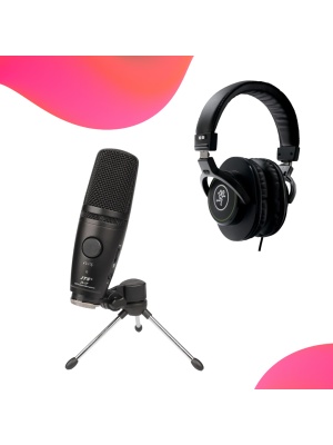 Set podcast cu căști Mackie MC-100 și microfon USB JTS JS-1P