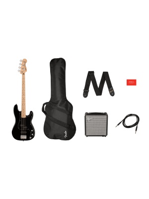 Squier Affinity Precision Bass PJ Pack, Maple Fingerboard, Black, Gig Bag, Rumble 15 - Img9