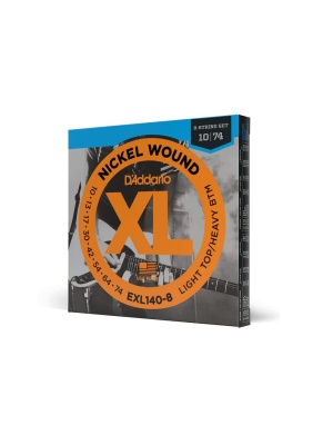 D'Addario EXL140-8 – Set de Corzi pentru Chitară Electrică 8 Corzi, Light Top / Heavy Bottom, 10-74