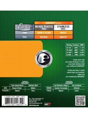Elixir Nanoweb Bass Stainless Steel 4‑String Light 14652 - Img2