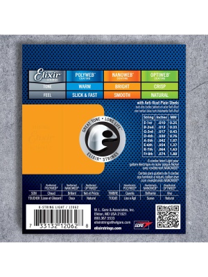 Elixir Nanoweb Electric Nickel Plated Steel 8‑String Light 12062 - Img2