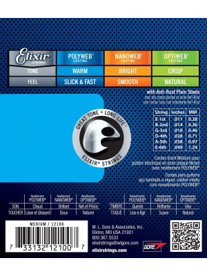 Elixir Polyweb Electric Nickel Plated Steel Medium 12100 - Img2