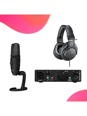 Set studio Arturia MiniFuse 1 BK + JTS JS-1P Plus BK + Audio-Technica ATH-M20X BK
