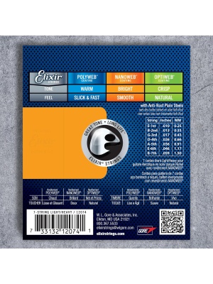 Elixir Nanoweb Electric Nickel Plated Steel 7‑String Light/Heavy 12074 - Img2