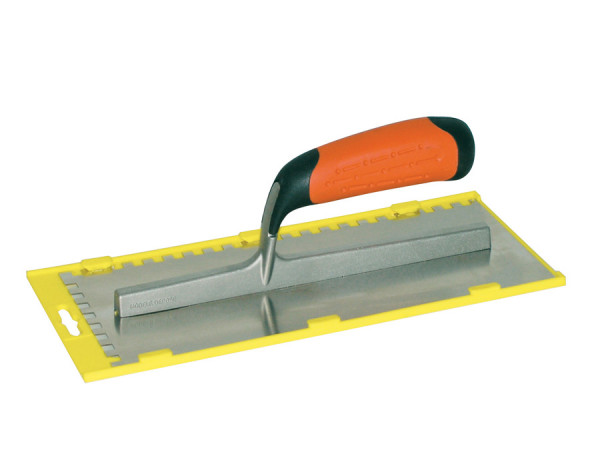 Gletiera INOX cu montura de aluminiu, maner bimaterial, lama dintata