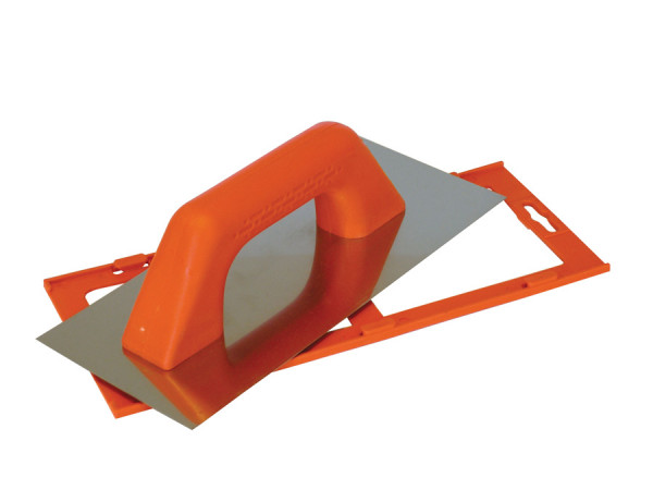 Gletiera INOX model spaniol, cu montura de aluminiu, lama tesita, maner PVC inchis