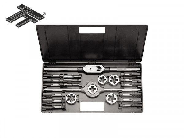 Trusa filiere si tarozi, filet metric, Carbon Steel / HSS DIN EN22568, DIN 352, in cutie de plastic, M12 - M20