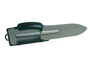 Gletiera din otel nichelat, cu montura de aluminiu, varf tip focos, maner tip banana