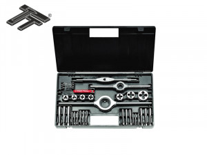 Trusa filiere si tarozi, filet metric, Carbon Steel / HSS DIN EN22568, DIN 352, in cutie de plastic, M3 - M12