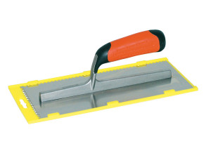 Gletiera INOX cu montura de aluminiu, maner bimaterial, lama dintata isoscel