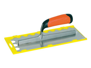 Gletiera INOX cu montura de aluminiu, maner bimaterial, lama dintata semirotunda